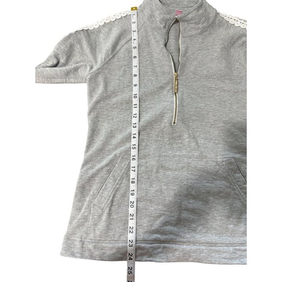 Lilly Pulitzer Women's Grey Pullover With Lace Trim & Half-Zip Collar Size S - Picture 7 of 9